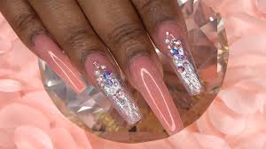 Light pink holographic glitter acrylic nails. Acrylic Nails Tutorial How To Acrylic Nails Infill And Redesign Coffin Shaped Pink Nude Nails Youtube