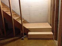 Any Recommendations For How To Add A Landing To These Basement Stairs I Would Like To Make It Even With Th Basement Renovations Basement Steps Building Stairs