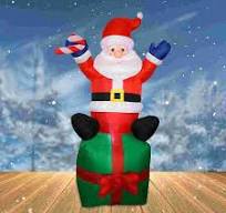 Papá Noel Inflable Gigante sobre Regalo