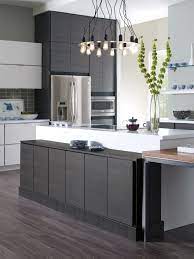 Contemporary White And Grey Thermofoil Slab Doors Contemporary Kitchen Cabinets Kitchen Cabinet Styles Contemporary Kitchen