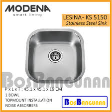 Smeg sicily is my love by d&g. Bak Cuci Piring Stainless Steel Modena Ks5150 Kitchen Sink Modena Lesina Ks 5150 45x45 Cm Shopee Indonesia