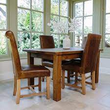Paint grain sack stripes on bench. Haddon Plank Dining Table Leather Chairs From Curiosity Interiors