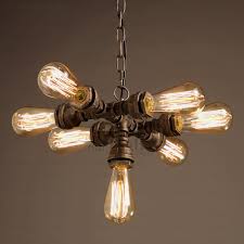 Primitive 7 Light Water Steampunk Pipe Shaped Industrial Style Pendant Lights