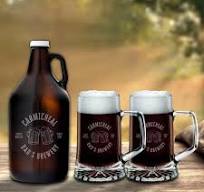 Personalised 1.9L Amber Glass Craft Beer Growler & 2 Italian ...