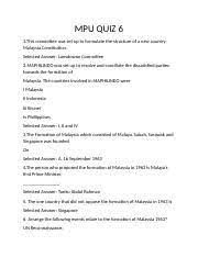 Find out why they didn't last long. Mpu Quiz6 Docx Mpu Quiz 6 1 This Committee Was Set Up To Formulate The Structure Of A New Country Malaysia Constitution Selected Answer Lansdowne Course Hero