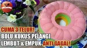 Rebus santan dan sari jus pandan dengan 200 gram gula pasir, garam, dan. Bolukukuspelangi Bolkus Bolu Kukus Pelangi 3 Telur Youtube