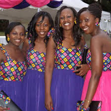 African Bridesmaids Ankara Dresses Chiffon Kenyan Weddings Purple And Fuscia Wedding Bridesmaids African Bridesmaids African Fashion Kenyan Wedding