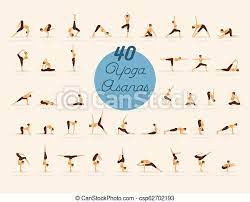 Yoga asanas for health and fitness. 40 Yoga Asanas Mit Namen Vector Illustration Von 40 Yoga Asanas Mit Namen Canstock