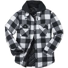 Black And White Jacket Mens Men S Hooded Flannel Shirt Jacket White Jackets 50 Liked On Polyvore Featuring Men S Fashion Men S Clothin Mens Flannel Jacket Hooded Flannel Mens Hooded