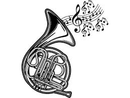 570x429 French Horn Musical Instrument Orchestra Blowing Brass Band Etsy French Horn Band Tattoo Designs Musical Instruments Drawing