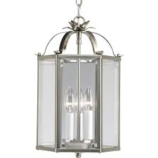 Progress Lighting 3 Light Semi Flush Mount Metal Brushed Nickel Foyer Pendant P3645 09 The Home Depot