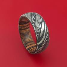 Kuro Damascus Steel Ring With Interior Hardwood Sleeve Custom Made Band Damascus Steel Ring Damascus Steel Wedding Men