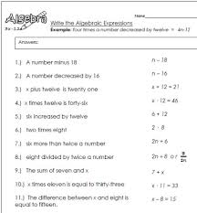 Write the phrase five dollars less than jennifer earned as an algebraic expression. Algebraic Expressions 1 Worksheets