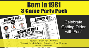 No special equipment is required and there's no need to explain the rules of the game. Born In 1981 40th Birthday Party Games