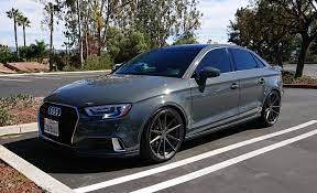 2017 Nano Gray A3 With Tsw Bathurst Gloss Gunmetal 19 In Wheels And Bilstein Pss Coilovers Audi Wheels Audi Audi A3