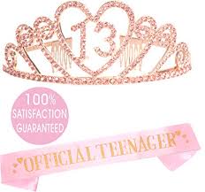 You have only seven more years to show us that you can be the best teenager in the world. 13th Birthday Gifts For Girl 13th Birthday Tiara And Sash Happy 13th Birthday Party Supplies Official Teenager Satin Sash And Crystal Tiara Birthday Crown For 13th Birthday Party Decorations Buy Online In