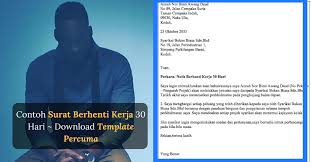 Surat perletakan jawatan penting dalam menunjukkan komitmen dan kerjasama anda dalam sesebuah pekerjaan yang anda berkecimpung selama perkara penting yang perlu ada dalam surat perletakan jawatan adalah nama syarikat, alamat syarikat, maklumat diri anda, sebab letak jawatan. Contoh Surat Berhenti Kerja 30 Hari Download Template Percuma
