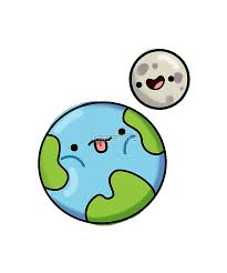 Kawaii Earth And Moon Sticker By Kawaiilife Kawaii Earth Cute Easy Drawings Funny Doodles