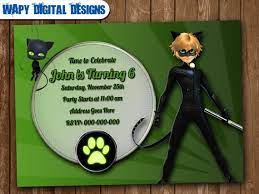 Miraculous Ladybug Cat Noir Digital Party Invitation Customize Invite Birth Cat Noir Birthday Party Ideas Digital Birthday Invitations Birthday Thank You Cards