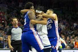 Joel embiid is supposed to be this big monster of the paint. N B A Suspends Joel Embiid And Karl Anthony Towns 2 Games For Fighting The New York Times