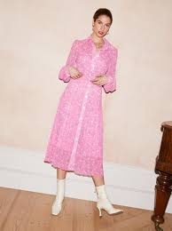 90s vintage floral pattern long sleeve cord shirt. Tara Pink Floral Print Shirt Dress Women S Printed Shirt Dresses Kitri