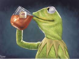 Kermit the Frog Drinking Tea Meme : Original Oil Painting on Black Velvet,  Jorge Torrones J589-bc01-z - Etsy Hong Kong