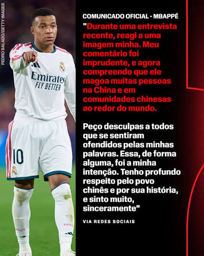 MBAPP&Eacute; EM CRISE COM A CHINA AP&Oacute;S DECLARA&Ccedil;&Atilde;O POL&Ecirc;MICA EM PROGRAMA 🚨 🇨🇳 Kylian Mbapp&eacute;, astro do Real Madrid e da sele&ccedil;&atilde;o da Fran&ccedil;a, se envolveu em uma crise com a China