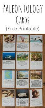 Free Printable Paleontology Cards Paleontology Fossils Activities Homeschool Science