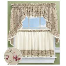 cherries ruffled kitchen tier curtains