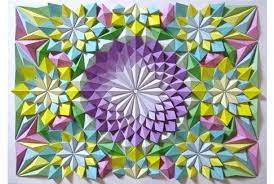 緻密に彩られた折り紙モザイクなアート roomie ルーミー モザイクアート 折り紙 折り紙 デザイン