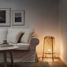 Knixhult Floor Lamp With Led Bulb Bamboo Ikea