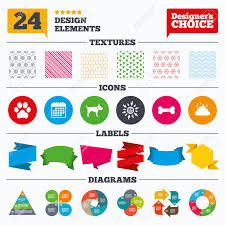 Banner Tags Stickers And Chart Graph Pets Icons Dog Paw And