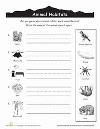 Animal Habitats For Kids Worksheet Education Com Animal Habitats First Grade Science Second Grade Science