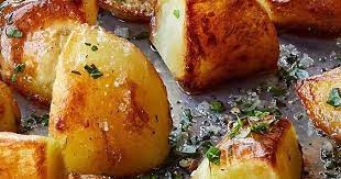 Want to make baked potatoes with salty, crispy skin & fluffy insides? Emily S English Roasted Potatoes Recipes Recipe English Roast Roasted Potatoes Roasted Potato Recipes