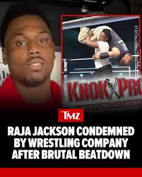 The organizers behind the wrestling match that saw Quinton "Rampage"  Jackson's son #RajaJackson brutally pound his unconscious opponent,  #SykoStu, have condemned his actions as a "selfish, irresponsible act of  violence."