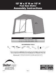 Shelterlogic 72874 0 Instructions Assembly Manualzz