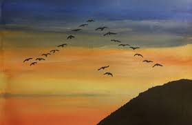 Sunset Birds Flying In The Sky Painting Sunset Sky Painting Sky Painting Sunset Sky Birds Painting