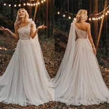 2021 Country Bohemian Wedding Dresses One Shoulder Lace Appliques A Line Beach Bridal Gowns Sweep Train Boho Wedding Dress From Nikebridal Beach Bridal Gown Summer Wedding Dress Beach Beach Wedding Dress