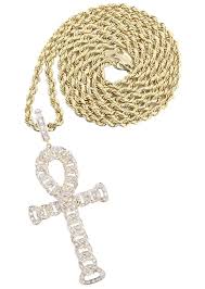 Solid gold diamond ankh cross pendant (1 ctw) 5.0 star rating. 10k Yellow Gold Ankh Diamond Pendant Rope Chain 0 79 Carats Frostnyc