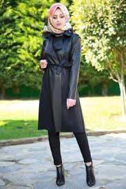 Ceket Yaka Deri Kap Siyah Urun Kodu Lrss013 104 90 Tl With Images Hijabi Outfits Fashion Hijab Chic