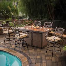 Agio Balmoral Bar Height Fire Table 7 Piece Set Fire Pit Table Set Fire Pit Sets Fire Pit Table