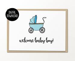 Are you throwing a baby shower soon? Welcome Baby Boy Printable Baby Card Digital Download Funny Etsy