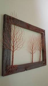 Copper Wire Birch Trees Wire Art Metal Art Wall Decor Copper Wire Sculpture Barn Wood Frame Wire Tree Sculpture Barn Wood Frames Metal Tree