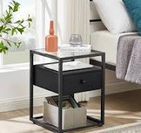 VECELO Lot de 2 tables de chevet modernes en verre trempé ...