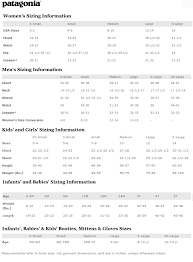 patagonia kids size chart kids