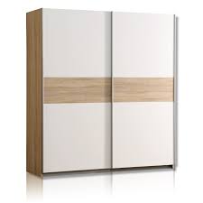 Eine tür mit dekorativem glaseinsatz, hinter der sich zwei einlegeböden befinden. Schwebeturenschrank Sonoma Eiche Weiss 170 Cm Online Bei Roller Kaufen