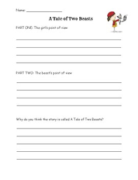 Adults might also get a kick out of the page where the girl's mom makes her eat dinner, take a bath, and go to bed (much like she did to the little creature earlier in the story). Tale Of Two Beasts Worksheets Teaching Resources Tpt