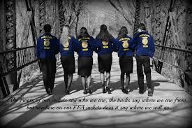 Our Senior Ffa Officer Picture The Quote Says The Fronts Of Our Jackets Say Who We Are The Backs Say Where We Are From Ffa Jacket Ffa Girl Senior Pictures