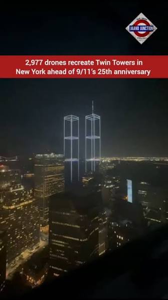 A drone show was held over New York Harbor on September 9, one day before the 25th anniversary of the September 11 attacks. The display featured 2,977 lights one for each person killed in the attacks ...