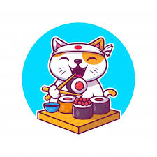 Cute Cat Eating Sushi Cartoon Icon Illustration Food Animal Icon Concept Isolated Flat Cartoon Style In 2020 Sushi Cartoon Animal Icon Cartoon Styles